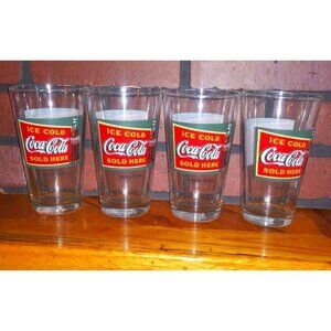 4 VTG Coca Cola Glasses Advertising Tumblers 1920 1929 'Ice Cold Sold Here' EUC